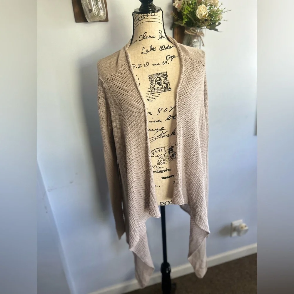 Billabong designer closet cardigan bohemian‎ fringe western oatmeal asymmetrical - Picture 2 of 11